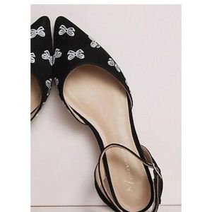 NEW Anthropologie embroidered bow flat